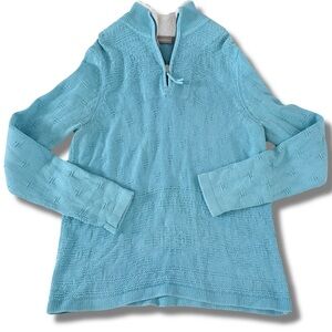 Croft & Barrow Knit Cotton Half‑Zip Sweater – L | Coastal Casual | Clean‑Girl